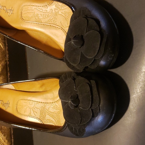 Eurosoft Black Flora Heels Size 8M - Picture 3 of 11